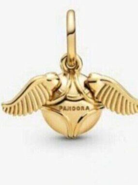 Pandora Gold Winged Ball Dangle Charm
